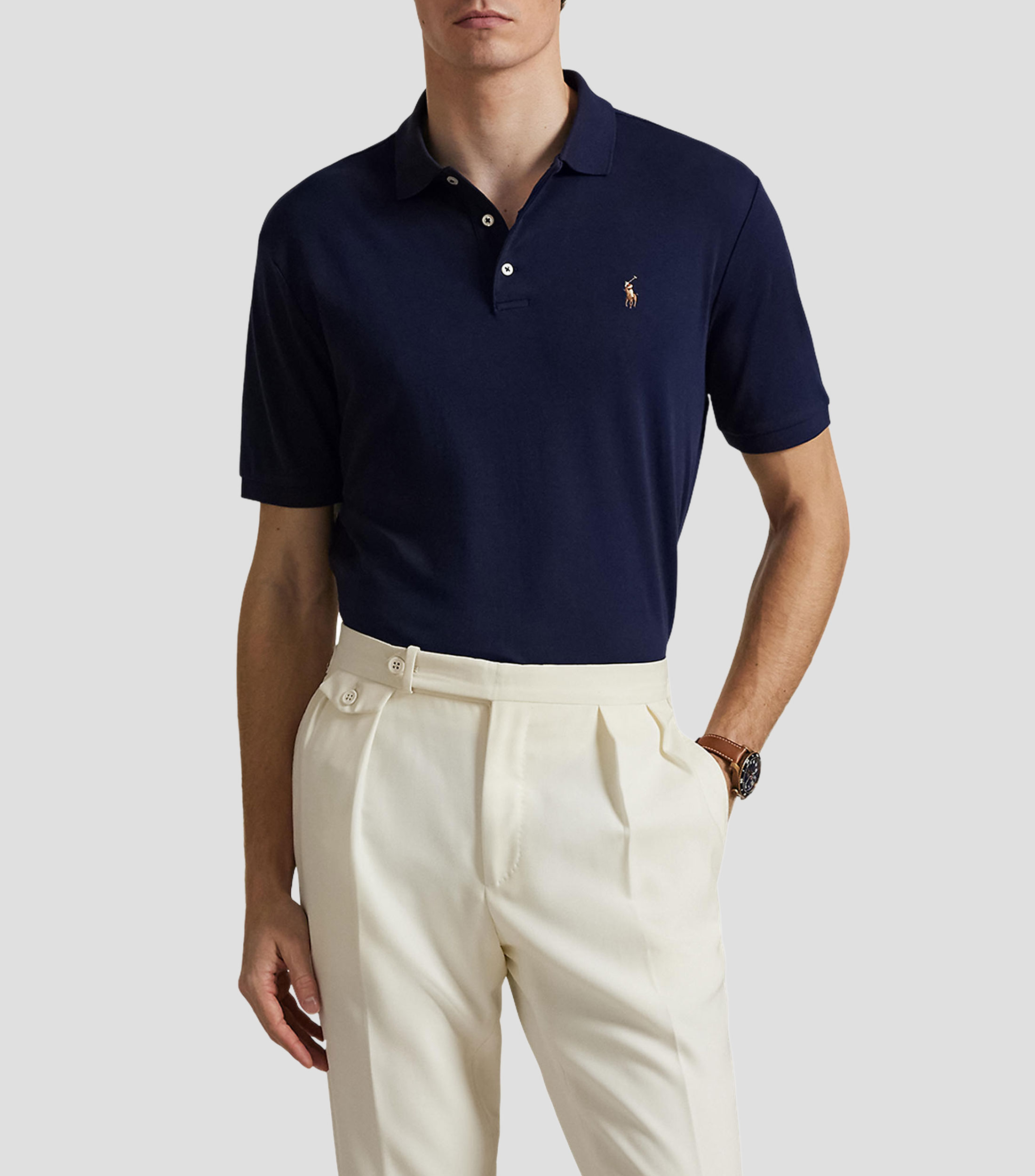 Playera tipo polo manga corta diseño sólido Hombre